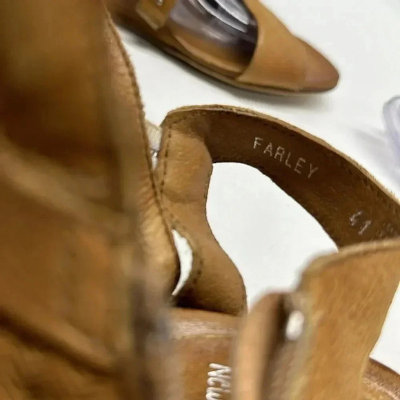 Miz Mooz Farley Sandals Shoes Leather Demi Wedge Open Toe Shoe Tan Brown Size 10 - Picture 10 of 11